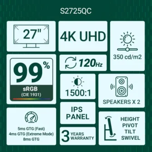 Dell S2725QC 27″/68.58 cm USB-C Monitor