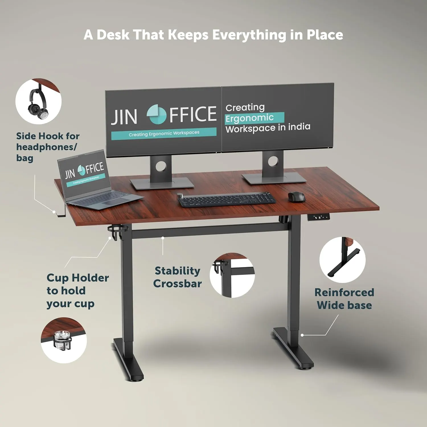 JIN OFFICE Octave Height Adjustable Desk Electric - Image 3
