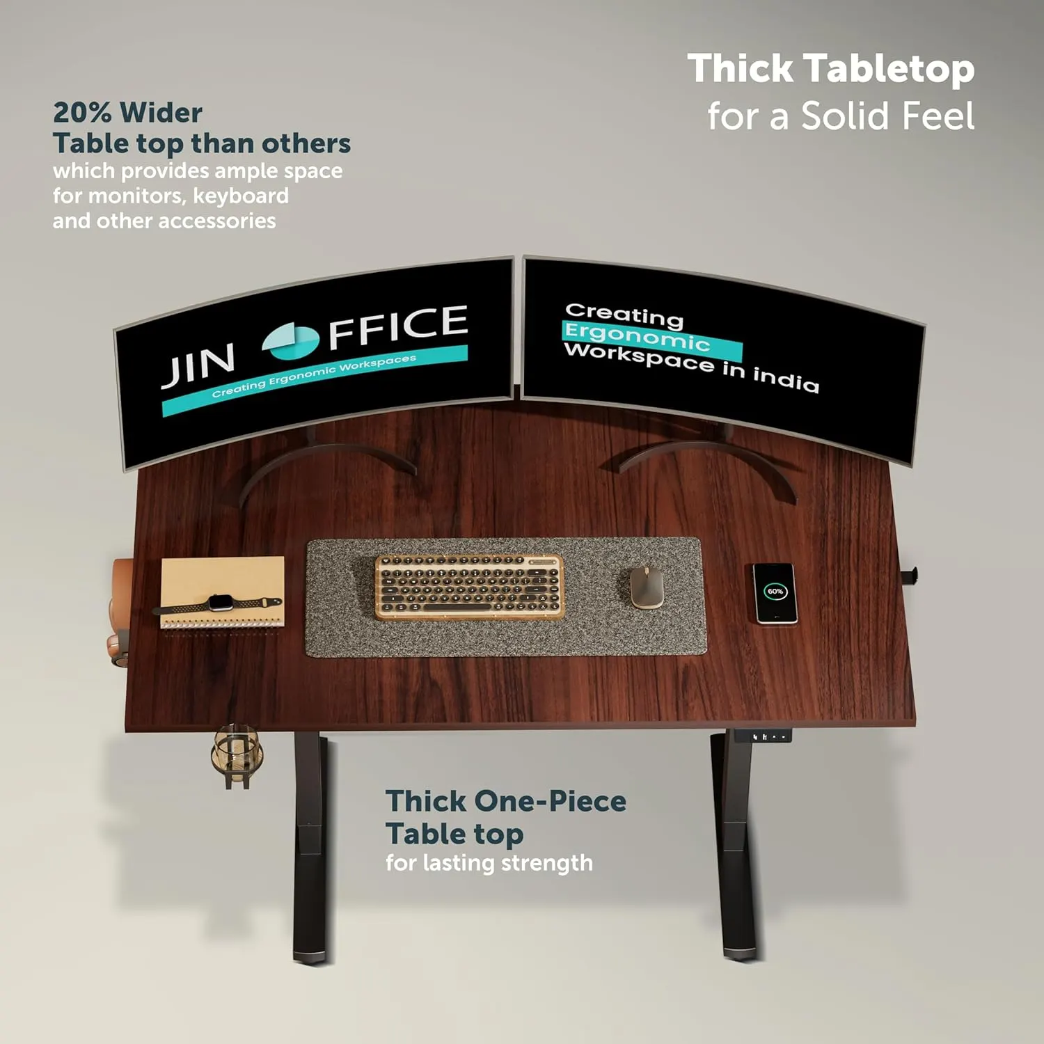 JIN OFFICE Octave Height Adjustable Desk Electric - Image 4