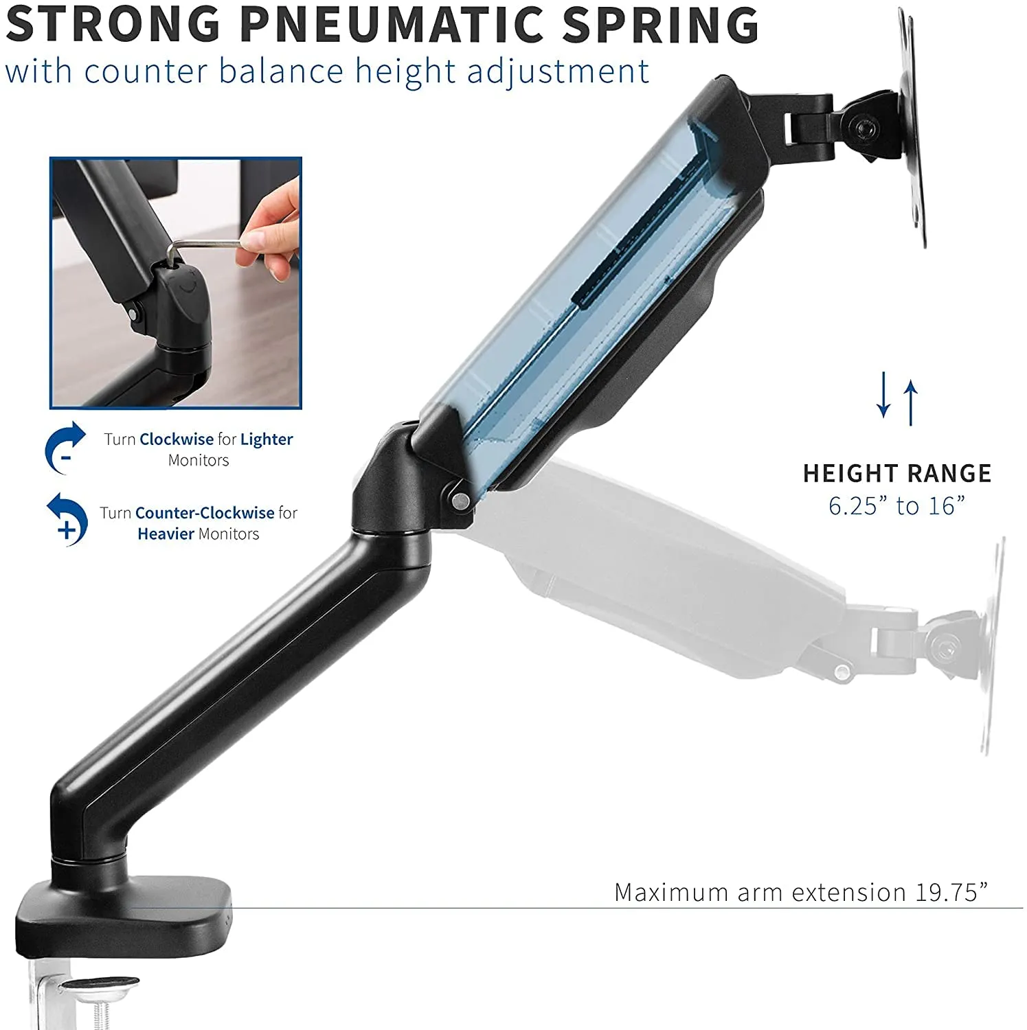 Jin Office Single Monitor Gas Spring Arm - Image 3