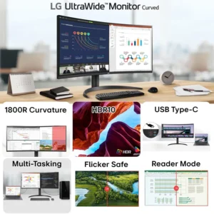LG 34WR50QK 34 Inch – UltraWide – Curved Monitor
