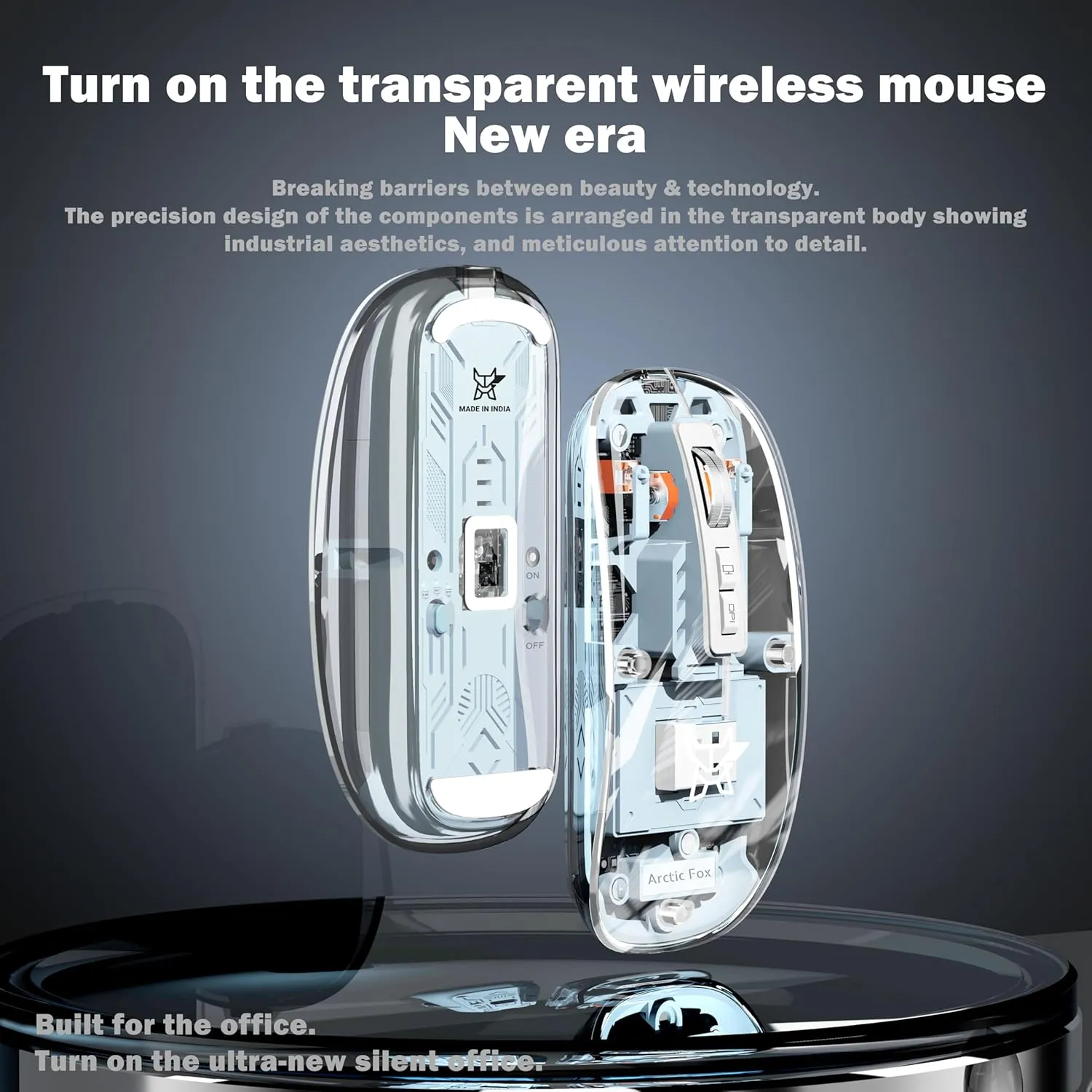 Arctic Fox Pureview Transparent Wireless and Bluetooth Rechargeable Mouse - Image 2